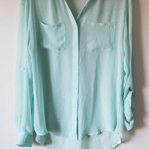 Teal sheer blouse